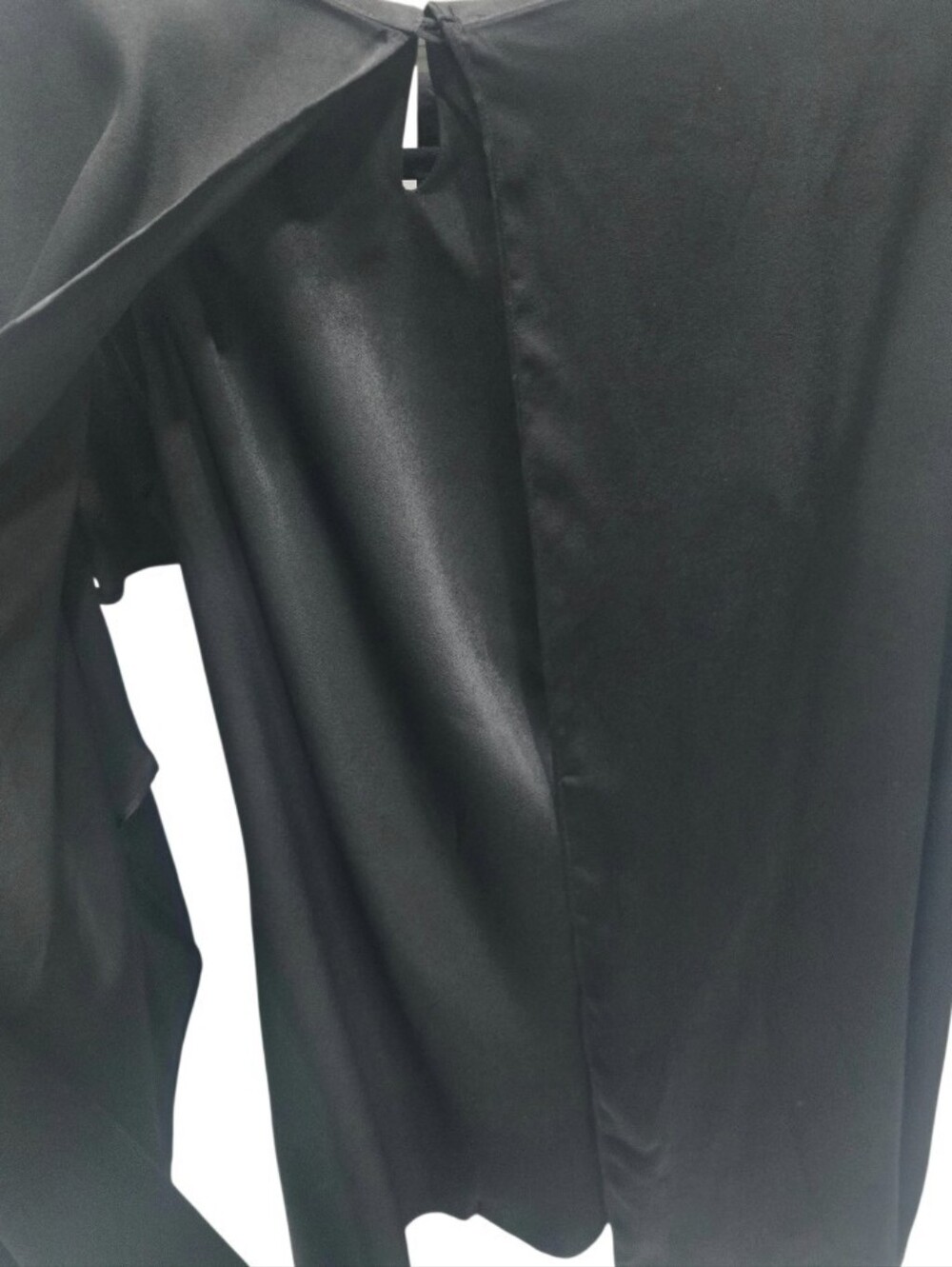 NWT WAYF x Sara Walker Black Satin Capelet Mini Dress Cocktail LBD M - Picture 9 of 10